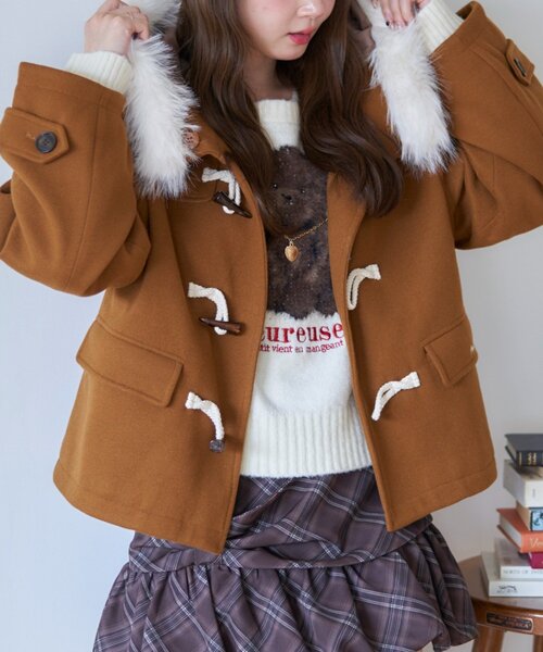 ファー付きダッフルコート（ダッフルコート）｜Another Branch olive