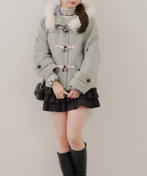 ファー付きダッフルコート（ダッフルコート）｜Another Branch olive