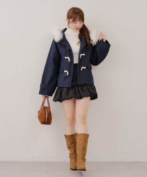 ファー付きダッフルコート（ダッフルコート）｜Another Branch olive