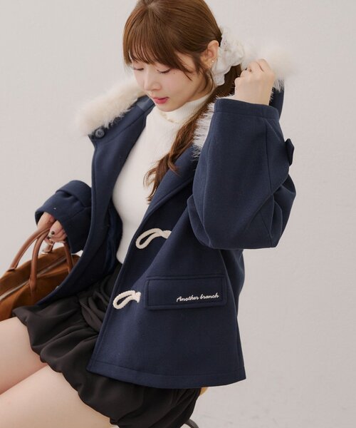 ファー付きダッフルコート（ダッフルコート）｜Another Branch olive