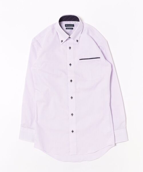 TOKYO SHIRTS(トウキョウシャツ)の「【超形態安定】形態安定ノンアイロン ボタンダウン 長袖ビジネスワイシャツ(ビジネスシャツ・メンズ・パープル・首回り43cm-裄丈82cm/首回り43cm-裄丈86cm/首回り39cm-裄丈80cm/首回り39cm-裄丈84cm/首回り41cm-裄丈82cm/首回り41cm-裄丈86cm/首回り42cm-裄丈82cm/首回り42cm-裄丈86cm/首回り37cm-裄丈80cm/首回り37cm-裄丈84cm)」の6枚目の写真