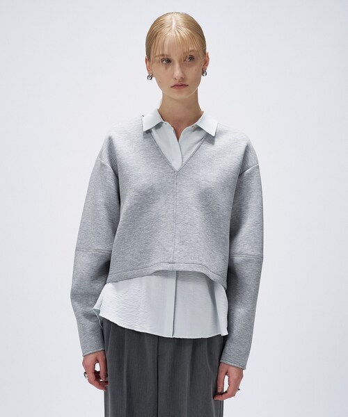 cloenc(クロエンス)の「【セットアップ/マシンウォッシュ】深Vネックダンボールプルオーバー(Tシャツ/カットソー・レディース・オフホワイト/ライトグレー系8/ブラック/チャコール・01/02)」の20枚目の写真