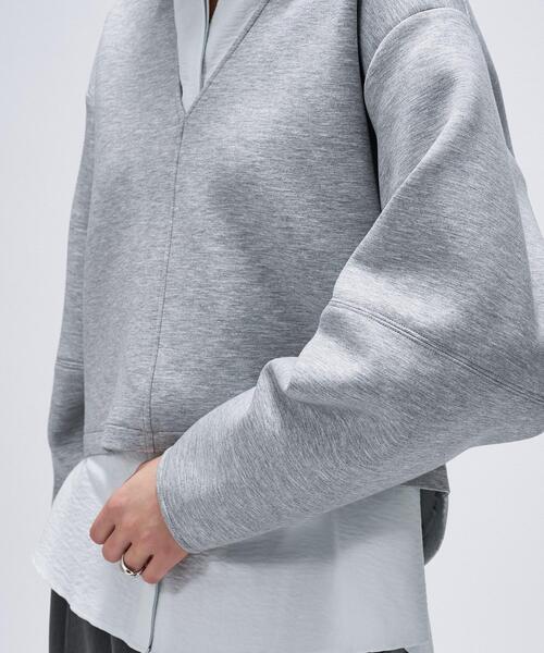 cloenc(クロエンス)の「【セットアップ/マシンウォッシュ】深Vネックダンボールプルオーバー(Tシャツ/カットソー・レディース・オフホワイト/ライトグレー系8/ブラック/チャコール・01/02)」の17枚目の写真