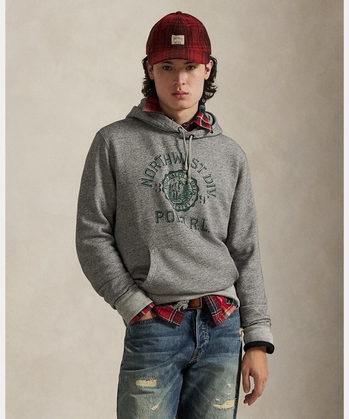 ポロ　ラルフローレン ダブルニットパーカー フーディ グレー メンズ L POLO RALPH LAUREN Ralph Loren ポロ・ラルフローレン ダブル
