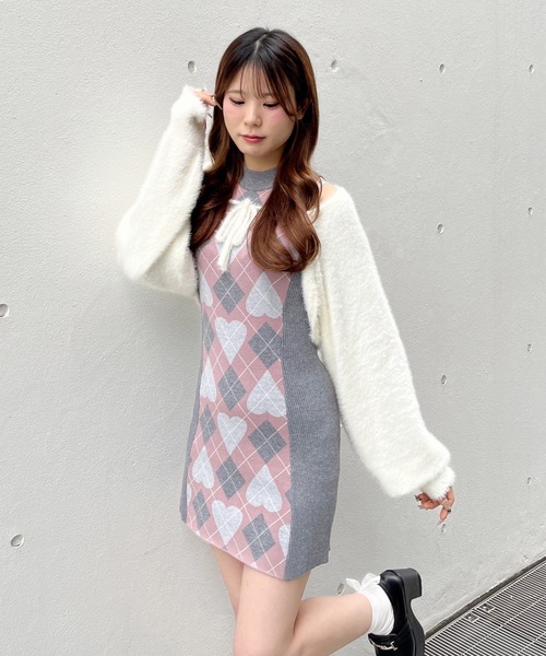 PEARLY GATES アーガイルニットワンピース PEARLY GATES アーガイル