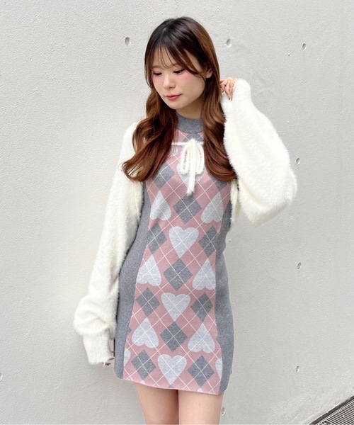 ハートアーガイルニットアンサンブル（ワンピース）｜one way