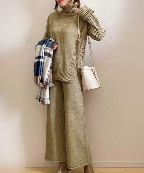 セール】ニットセットアップ 2点セット 低身長ニットパンツ