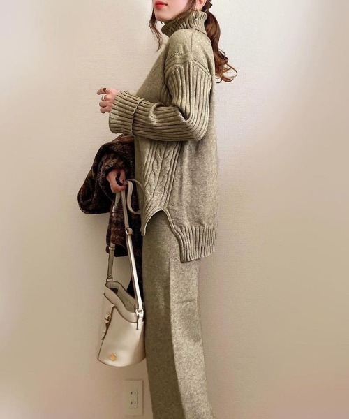 セール】ニットセットアップ 2点セット 低身長ニットパンツ