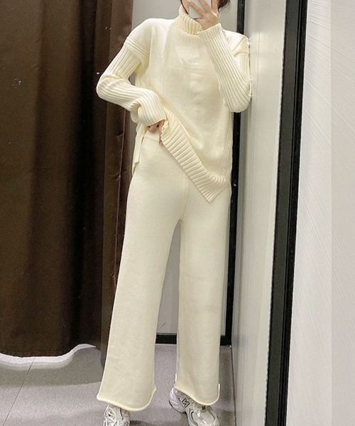 セール】ニットセットアップ 2点セット 低身長ニットパンツ