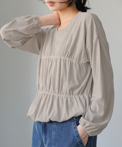 itto...（イット）の「シャーリングトップス（Tシャツ/カットソー・レディース・チャコール/グレイッシュベージュ/アイボリー・M）」の15枚目の写真
