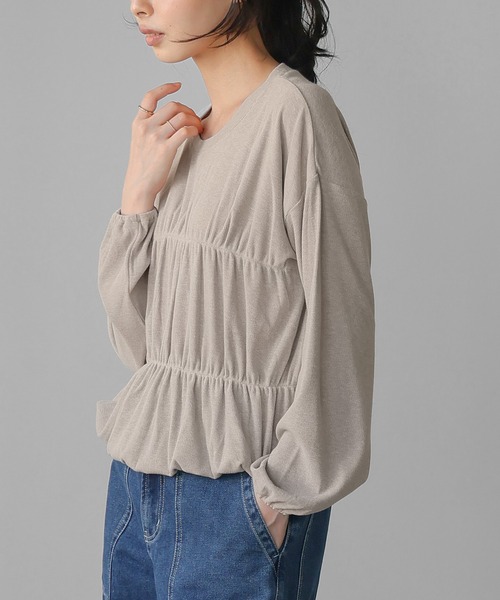 itto...（イット）の「シャーリングトップス（Tシャツ/カットソー・レディース・チャコール/グレイッシュベージュ/アイボリー・M）」の17枚目の写真