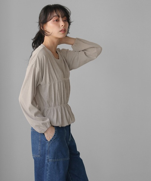 itto...（イット）の「シャーリングトップス（Tシャツ/カットソー・レディース・チャコール/グレイッシュベージュ/アイボリー・M）」の19枚目の写真