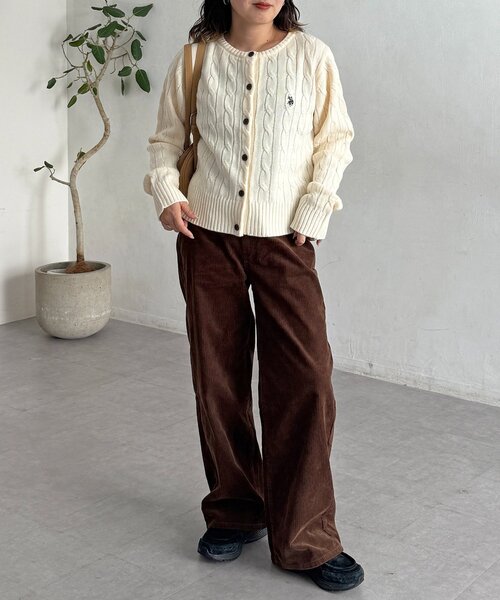 U.S. POLO ASSN.（ユーエスポロアッスン）の「ケーブルカーディガン（カーディガン/ボレロ・レディース・ネイビー/ブラウン/グリーン/レッド/アイボリー・FREE）」の17枚目の写真