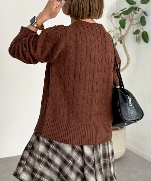 U.S. POLO ASSN.（ユーエスポロアッスン）の「ケーブルカーディガン（カーディガン/ボレロ・レディース・ネイビー/ブラウン/グリーン/レッド/アイボリー・FREE）」の19枚目の写真