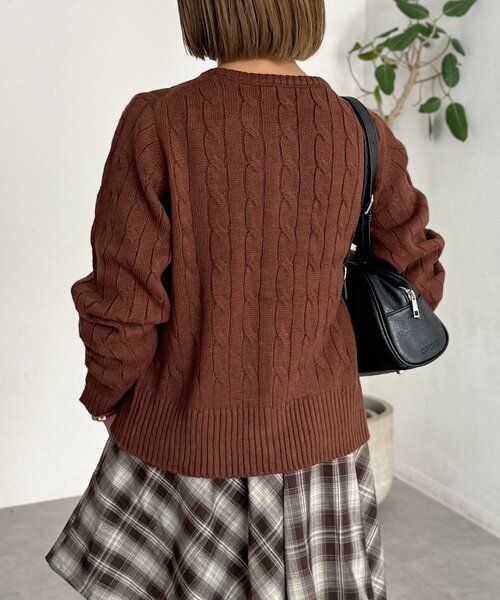 U.S. POLO ASSN.（ユーエスポロアッスン）の「ケーブルカーディガン（カーディガン/ボレロ・レディース・ネイビー/ブラウン/グリーン/レッド/アイボリー・FREE）」の20枚目の写真