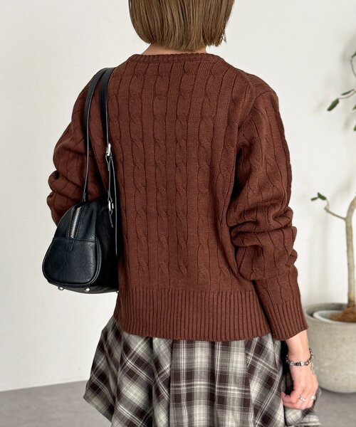 U.S. POLO ASSN.（ユーエスポロアッスン）の「ケーブルカーディガン（カーディガン/ボレロ・レディース・ネイビー/ブラウン/グリーン/レッド/アイボリー・FREE）」の21枚目の写真