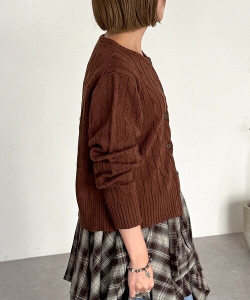 U.S. POLO ASSN.（ユーエスポロアッスン）の「ケーブルカーディガン（カーディガン/ボレロ・レディース・ネイビー/ブラウン/グリーン/レッド/アイボリー・FREE）」の22枚目の写真