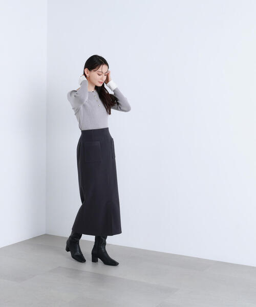 NATURAL BEAUTY BASIC(ナチュラルビューティーベーシック)の「◇圧縮ジャージーシリーズ ナロースカート(スカート・レディース・チャコールグレー/ベージュ/オフホワイト・SMALL/MEDIUM/P/S)」の6枚目の写真