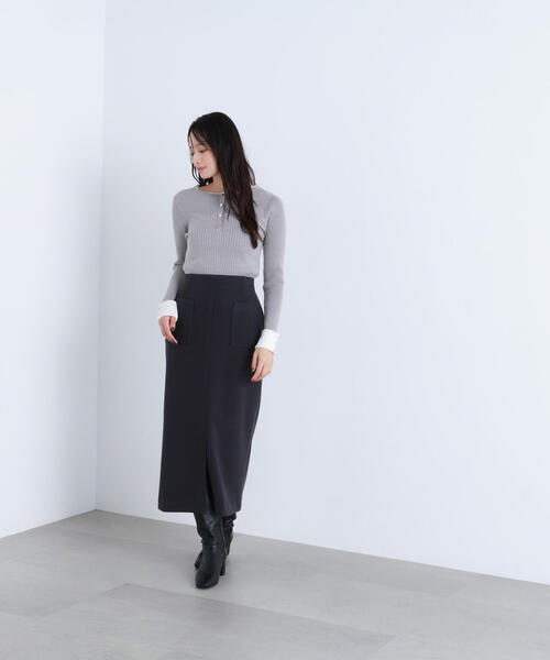 NATURAL BEAUTY BASIC(ナチュラルビューティーベーシック)の「◇圧縮ジャージーシリーズ ナロースカート(スカート・レディース・チャコールグレー/ベージュ/オフホワイト・SMALL/MEDIUM/P/S)」の8枚目の写真