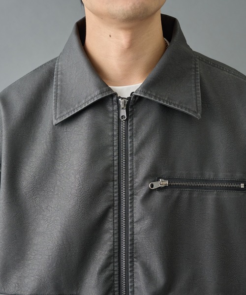 COLONY 2139（コロニートゥーワンスリーナイン）の「フェードレザーライクG-1ジャケット（ブルゾン・メンズ・ブラック・MEDIUM/LARGE）」の14枚目の写真