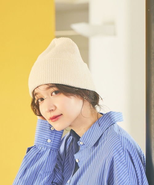 studio CLIP(スタディオクリップ)の「ループヤーンリブワッチ(ニットキャップ/ビーニー・レディース・ブラック/ナチュラル/グリーン/オレンジ・FREE)」の3枚目の写真