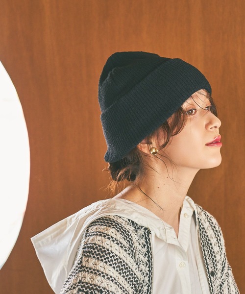 studio CLIP(スタディオクリップ)の「ループヤーンリブワッチ(ニットキャップ/ビーニー・レディース・ブラック/ナチュラル/グリーン/オレンジ・FREE)」の5枚目の写真