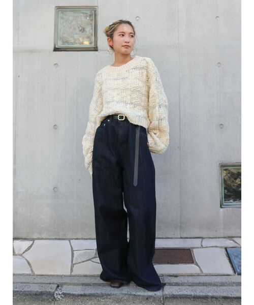 Ungrid(アングリッド)の「透かし編みデザインショートニット(ニット/セーター・レディース・チャコールグレー/ベージュ・FREE)」の10枚目の写真