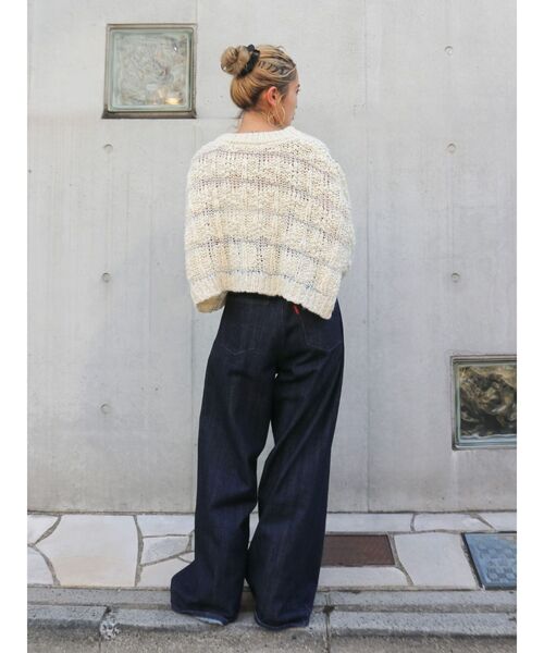 Ungrid(アングリッド)の「透かし編みデザインショートニット(ニット/セーター・レディース・チャコールグレー/ベージュ・FREE)」の12枚目の写真