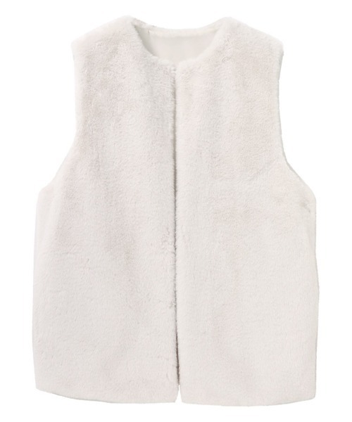 Pierrot（ピエロ）の「フェイクファージレ（ベスト・レディース・モカ/アイボリー・M）」の11枚目の写真