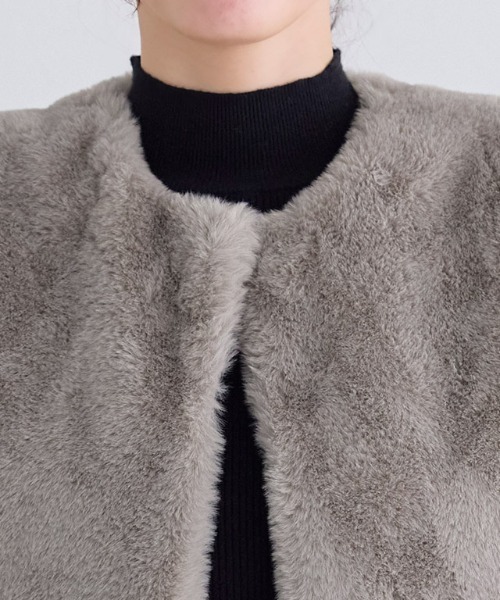 Pierrot（ピエロ）の「フェイクファージレ（ベスト・レディース・モカ/アイボリー・M）」の20枚目の写真