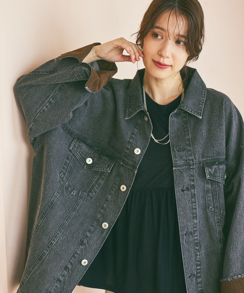 studio CLIP（スタディオクリップ）の「ルーズデニムジャケット（デニムジャケット・レディース・ブルー/ブラック・FREE）」の3枚目の写真