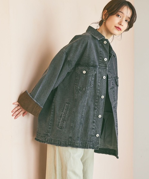 studio CLIP（スタディオクリップ）の「ルーズデニムジャケット（デニムジャケット・レディース・ブルー/ブラック・FREE）」の5枚目の写真