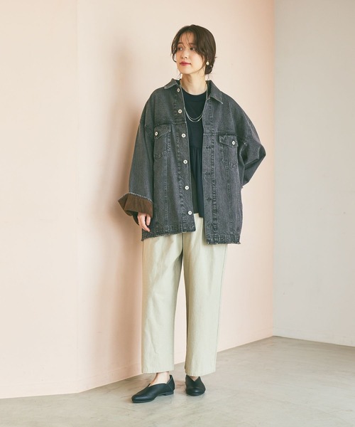 studio CLIP（スタディオクリップ）の「ルーズデニムジャケット（デニムジャケット・レディース・ブルー/ブラック・FREE）」の6枚目の写真