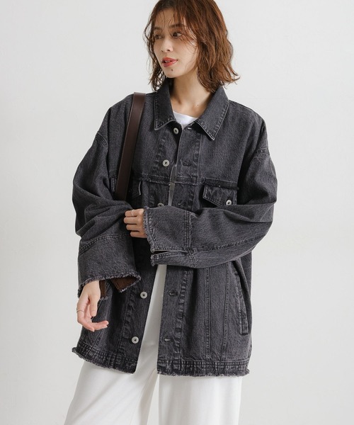 studio CLIP（スタディオクリップ）の「ルーズデニムジャケット（デニムジャケット・レディース・ブルー/ブラック・FREE）」の9枚目の写真