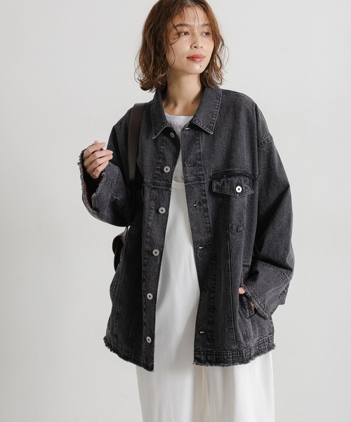 studio CLIP（スタディオクリップ）の「ルーズデニムジャケット（デニムジャケット・レディース・ブルー/ブラック・FREE）」の10枚目の写真