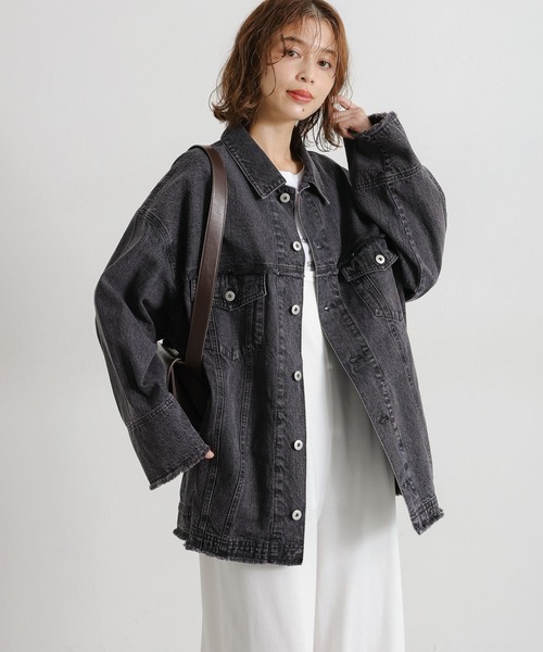 studio CLIP（スタディオクリップ）の「ルーズデニムジャケット（デニムジャケット・レディース・ブルー/ブラック・FREE）」の11枚目の写真