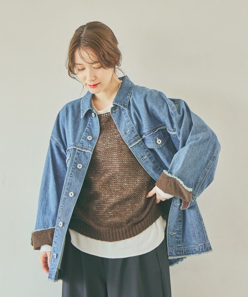 studio CLIP（スタディオクリップ）の「ルーズデニムジャケット（デニムジャケット・レディース・ブルー/ブラック・FREE）」の16枚目の写真