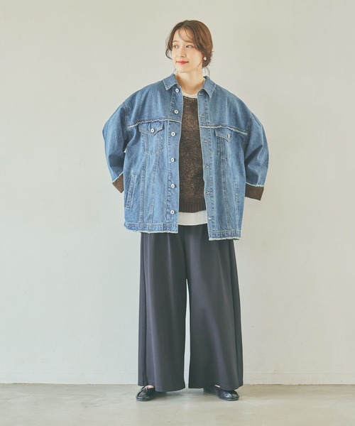 studio CLIP デニムワイドジャケット　スタディオクリップ natural by clip》デニムワイドジャケット（デニムジャケット