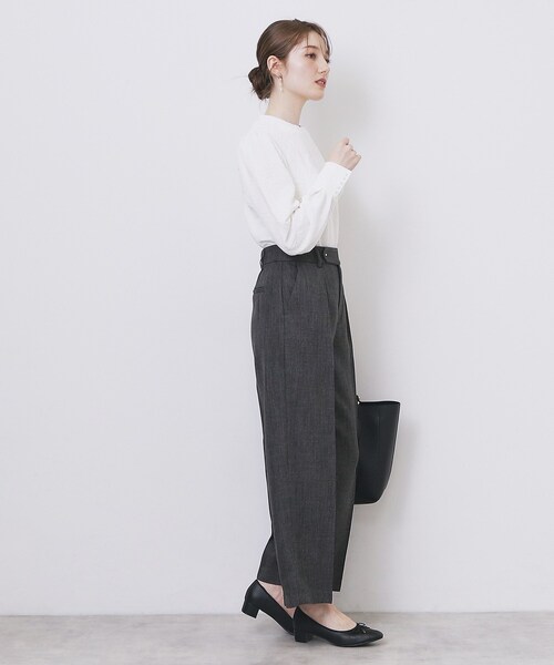 index（インデックス）の「フラワージャカードパフスリーブトップス【洗濯機OK】（Tシャツ/カットソー・レディース・オフホワイト/ブラック/ピンク系・40/38/36/42）」の12枚目の写真