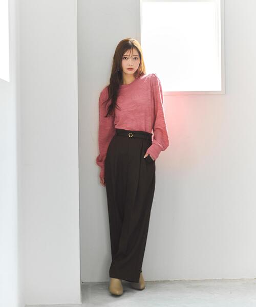 index（インデックス）の「フラワージャカードパフスリーブトップス【洗濯機OK】（Tシャツ/カットソー・レディース・オフホワイト/ブラック/ピンク系・40/38/36/42）」の18枚目の写真