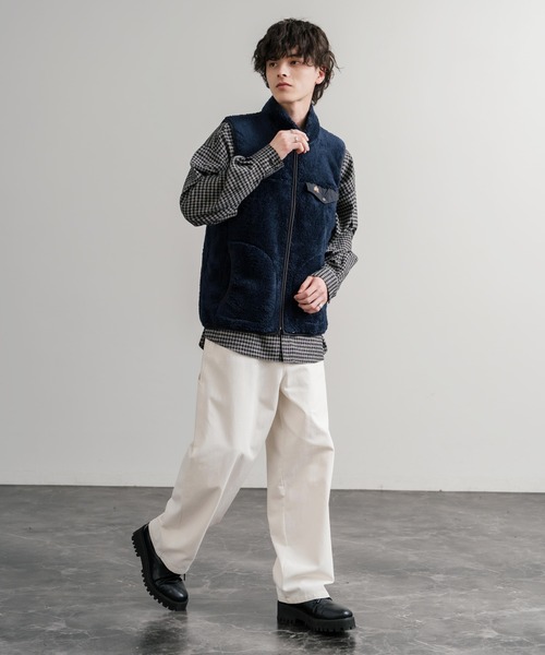 新品　マークアンドロナ 2022年モデル　中綿　ボアベスト ウール　総柄　L V0169 ウールボアベスト(F チャコール): アウター - RNA ONLINE STORE