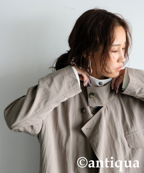 antiqua(アンティカ)の「トレンチトッパーコート(トレンチコート・レディース・グレイッシュベージュ/ダークグレー/アッシュグレー・ONESIZE)」の20枚目の写真