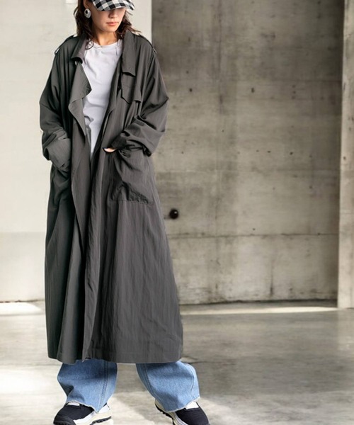 antiqua(アンティカ)の「トレンチトッパーコート(トレンチコート・レディース・グレイッシュベージュ/ダークグレー/アッシュグレー・ONESIZE)」の6枚目の写真
