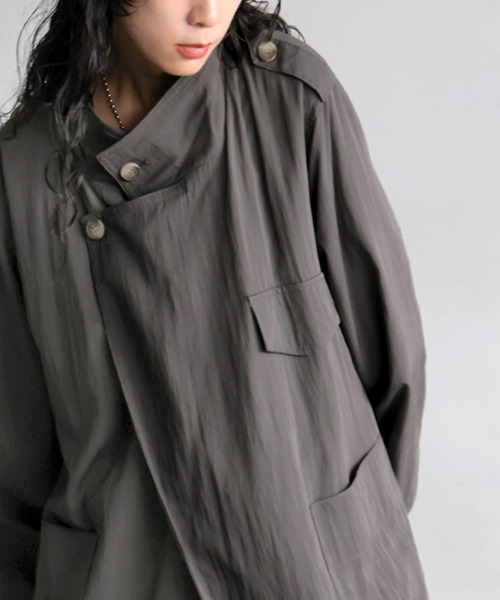 antiqua(アンティカ)の「トレンチトッパーコート(トレンチコート・レディース・グレイッシュベージュ/ダークグレー/アッシュグレー・ONESIZE)」の12枚目の写真