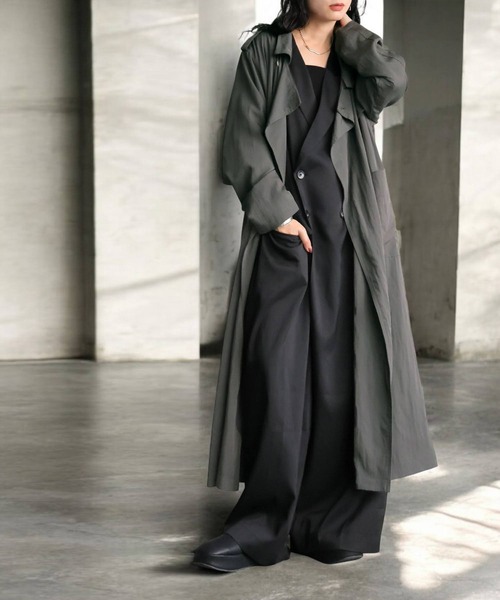 antiqua(アンティカ)の「トレンチトッパーコート(トレンチコート・レディース・グレイッシュベージュ/ダークグレー/アッシュグレー・ONESIZE)」の13枚目の写真