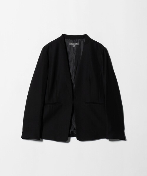 A DAY IN THE LIFE UNITED ARROWS(アデイインザライフユナイテッドアローズ)の「ダブルクロス Vネックジャケット ‐セットアップ対応・ウォッシャブル(Tシャツ/カットソー・レディース・ブラック/その他7/ネイビー/ダークグレー/モカ・40/38/36)」の1枚目の写真