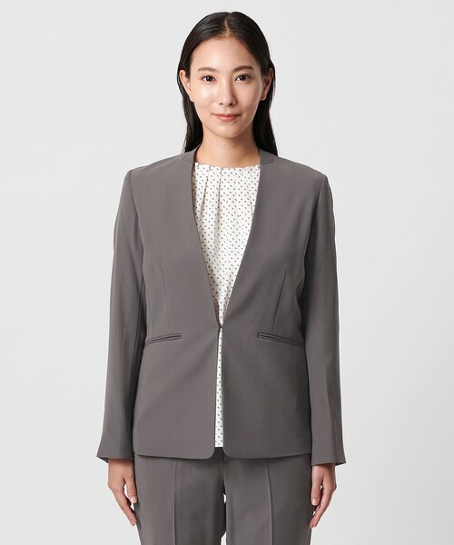 A DAY IN THE LIFE UNITED ARROWS(アデイインザライフユナイテッドアローズ)の「ダブルクロス Vネックジャケット ‐セットアップ対応・ウォッシャブル(Tシャツ/カットソー・レディース・ブラック/その他7/ネイビー/ダークグレー/モカ・40/38/36)」の9枚目の写真