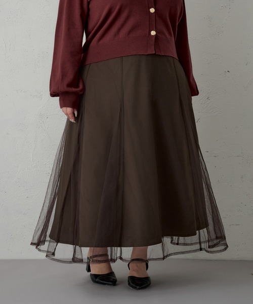 Louiosy（ルオシー）の「【Louiosy】【大きいサイズ】チュールレイヤードマーメイドスカート（スカート・レディース・ダークブラウン/ブルー系その他/ブラック/ベージュ系その他/グリーン系その他/ブラック系その他・X-LARGE/3L/4L）」の18枚目の写真