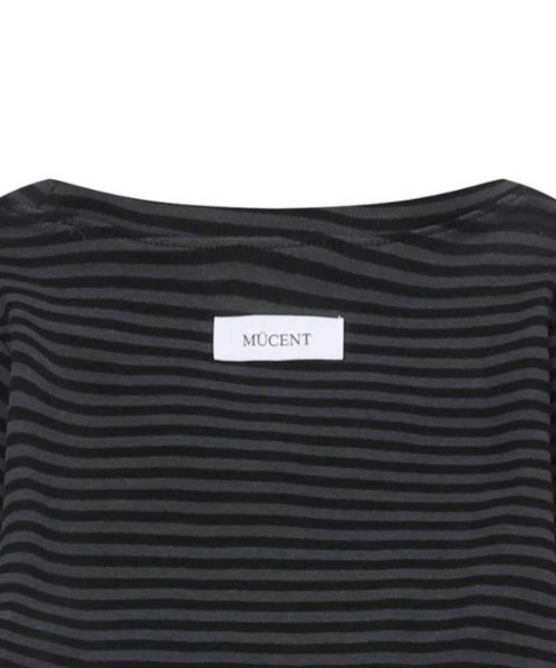 MUCENT（ムセント）の「A'GEM/9 × .kom 『MUCENT/ムーセント』 EMMA V-NECK STRIPE LONG SLEEVE T/Vネックボーダー長袖カットソー（Tシャツ/カットソー・レディース・チャコールグレー/ホワイト×ブラック・FREE）」の12枚目の写真
