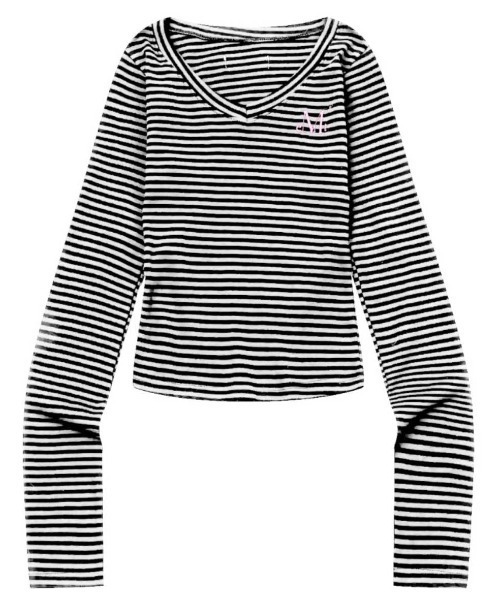 MUCENT（ムセント）の「A'GEM/9 × .kom 『MUCENT/ムーセント』 EMMA V-NECK STRIPE LONG SLEEVE T/Vネックボーダー長袖カットソー（Tシャツ/カットソー・レディース・チャコールグレー/ホワイト×ブラック・FREE）」の14枚目の写真